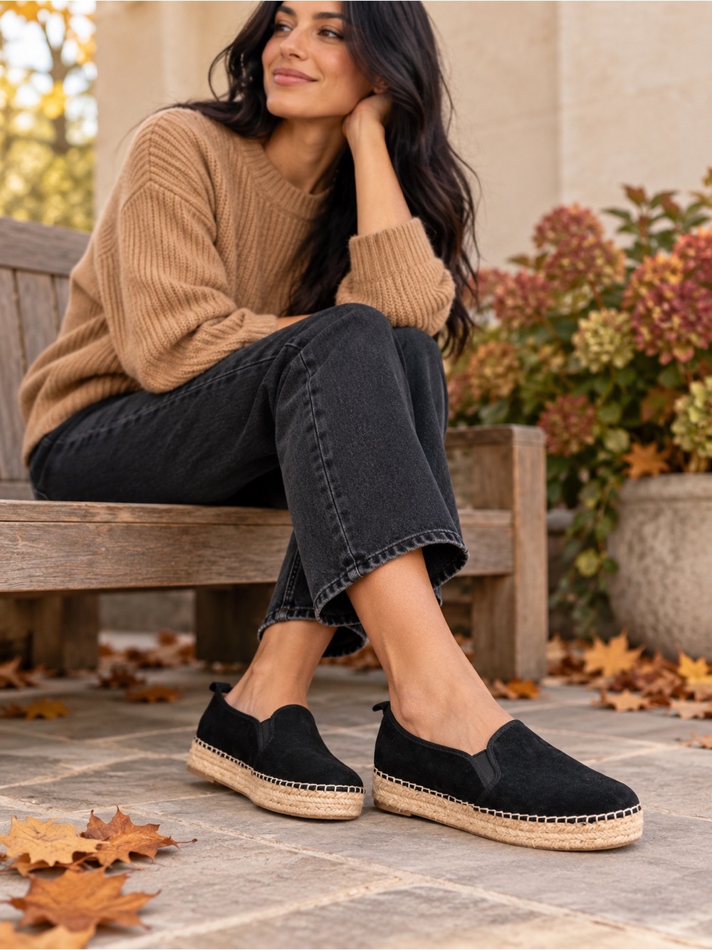 Sam Edelman Carrin Black Suede Platform Espadrille Slip-Ons Size 9